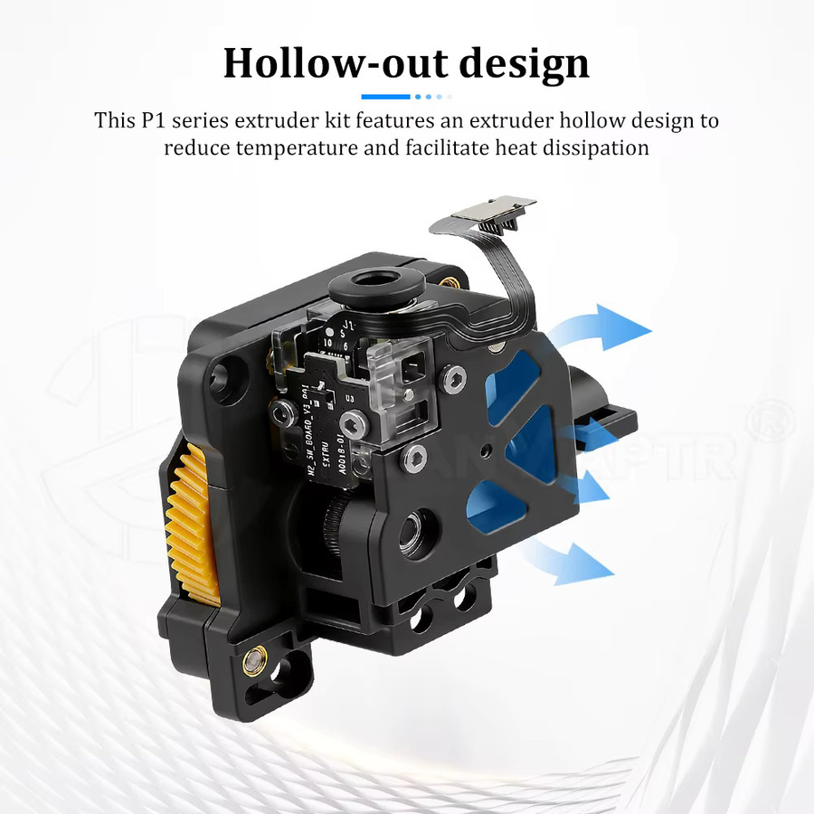 Robuste Extruder-Baugruppe für Bambu Lab P1P und P1S FDM 3D-Drucker in Schwarz - Bild 2