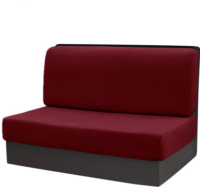 Wohnmobil-Dinette-Kissen Bezug Set in Rot aus Jacquard-Polyester für Zweisitzer-Sitzbänke und Camper-Autobänke, bestehend aus 1 Rückenlehnenbezug und 1 Bankbezug - Bild 1