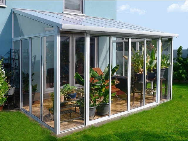 Palram Canopia SanRemo Wintergarten Weiß H 285-310 cm x B 295 cm x T 430 cm - Bild 1