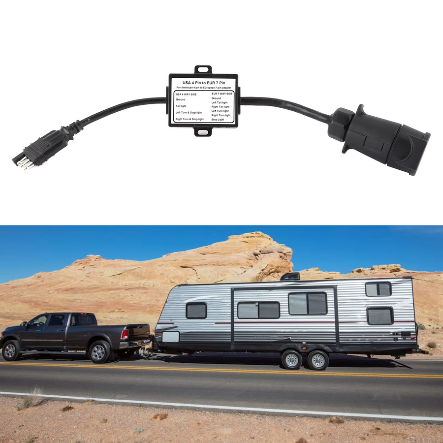 KKMOON Lichtkonverter Adapter von USA 4-polig auf EUR 7-polig in Schwarz zur Trennung von Stop- und Bremssignal - Bild 3