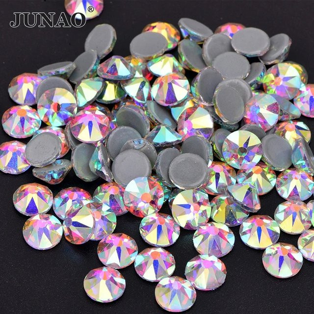 Junao Hotfix Strass Steine aus Glas und Metall in verschiedenen Größen SS16 SS20 SS30, transparent und mehrfarbig - Bild 1