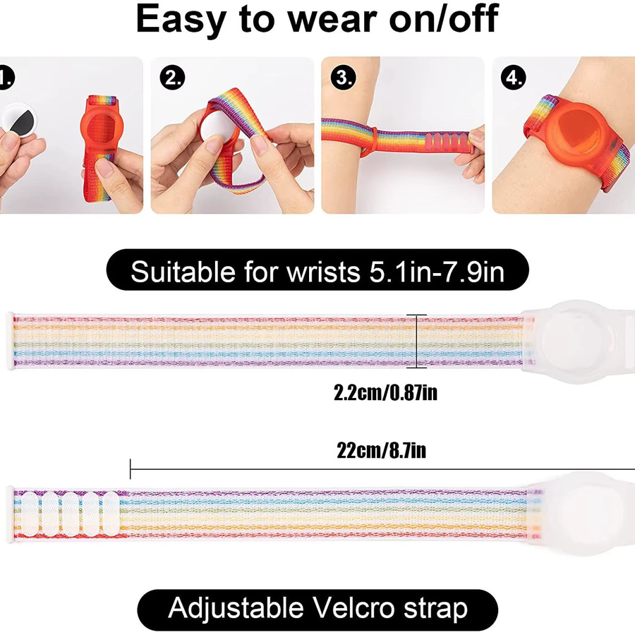 Verstellbares Nylon-Armband für Kinder als Anti-Verlust-Schutzarmband kompatibel mit Apple AirTag in Weiß und Multicolour - Bild 3