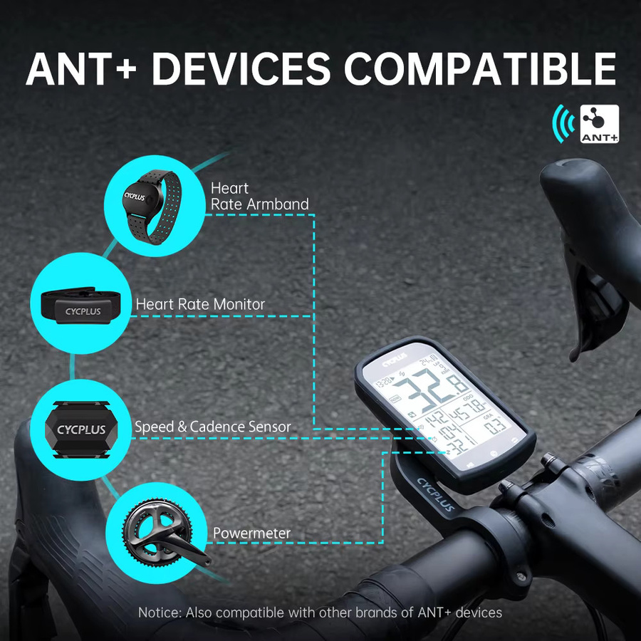 CYCPLUS M1+Z1 Fahrrad-GPS Drahtloser Fahrradcomputer in Schwarz mit 2,9-Zoll-LCD-Bildschirm, BLE 5.0, ANT+ und IPX6 Wasserdichtigkeit - Bild 4
