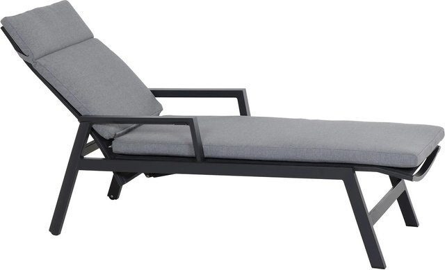 Siena Garden Rollliege Valencia Anthrazitgrau Matt mit verstellbarer Kopfstütze und UV-beständigem Polyester, B/T/H: 154 x 102 x 70 cm - Bild 1