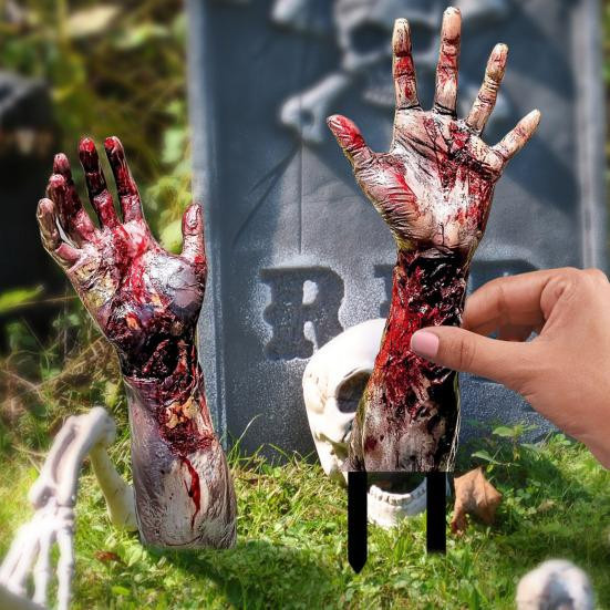 Shunfengshunshui Halloween Kartenstecker mit Blut-Geisterhand-Motiv in Mehrfarbig für gruselige Garten-Dekoration - Bild 5