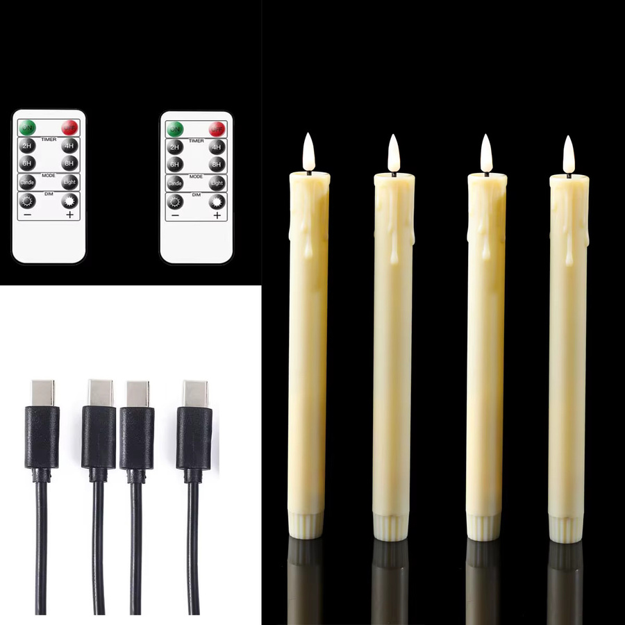 Zabicat LED-Spitzkerzen mit Fernbedienung, wiederaufladbare USB-Kerzen in Weiß, Höhe: 25,4 cm - Bild 4