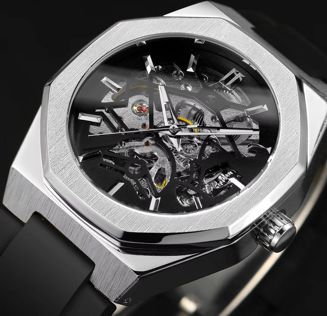 FORSINING Armbanduhr Automatik, Edelstahl, Silikon, Silber, Herren - Bild 1