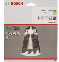 Bosch Optiline Wood Hartmetall Kreissägeblatt für Handkreissägen, Durchmesser: 160 mm, Bohrung: 20/16 mm, Breite: 1,8 mm, 24 Zähne - Bild 2