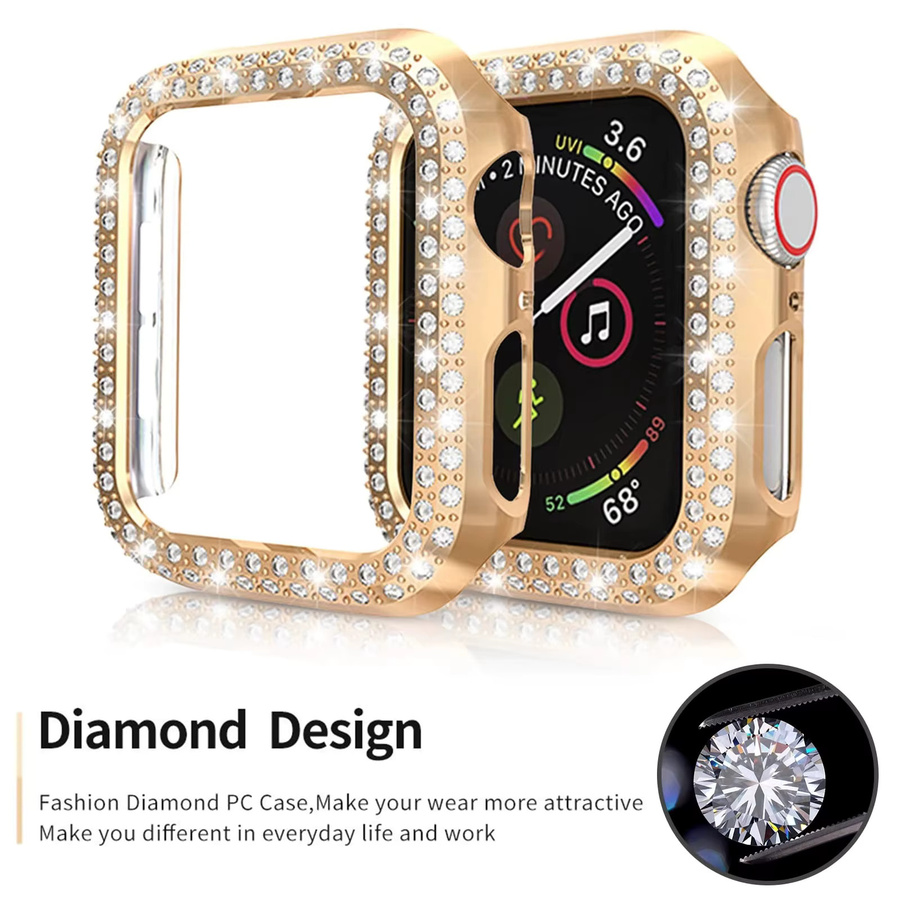 TINUORA Uhrenzubehör Hülle für Apple Watch, Silber, Kristall, Damen - Bild 3