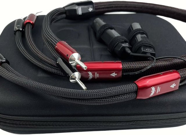 FireBird Full-Range Lautsprecherkabel mit Bananenstecker Zero & Bass PSS in Silber für HiFi-Audioverstärker und Biwire-Anwendungen - Bild 1