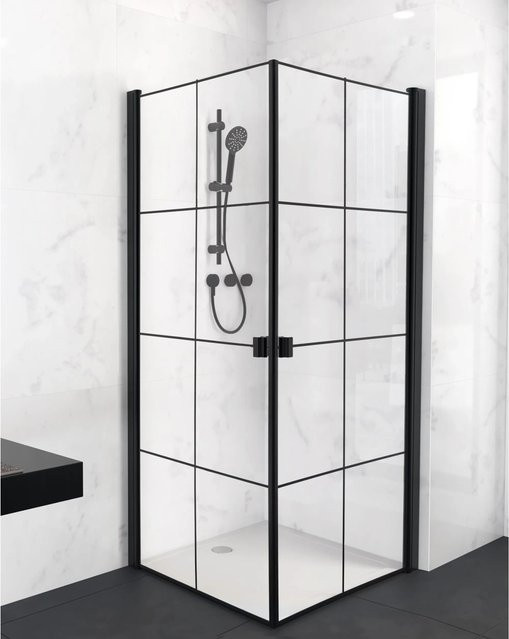 Aurlane Glasdusche Black Galaxy Eckdusche, Farbe: Schwarz, B/T/H: 90 x 90 x 200 cm - Bild 1