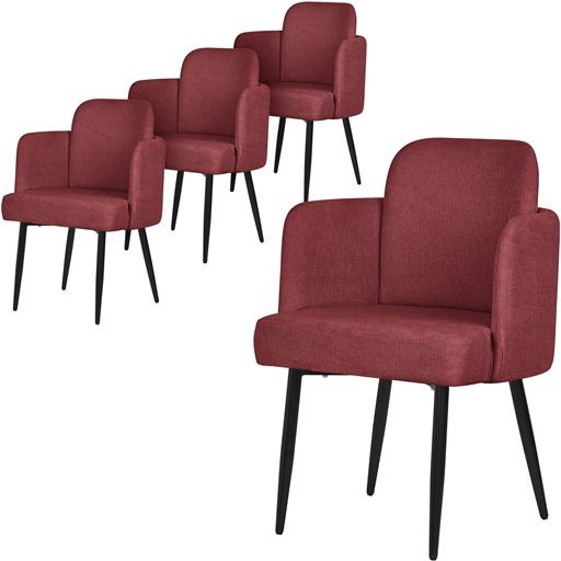 ML-Design 4er Set Esszimmerstühle in Rot mit Armlehnen und Stoffbezug - Bild 1