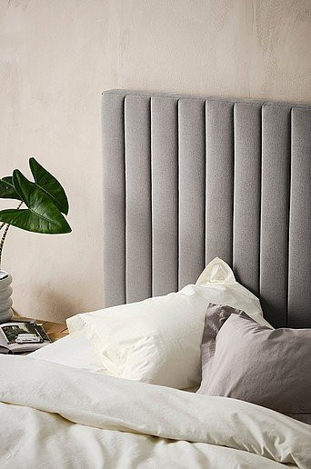 Jotex Design Studio DERBY Kopfteil in Grau, gepolstertes Wandmontage-Element aus Stoff und Holz, Breite: 120 cm, Höhe: 130 cm, Tiefe: 9 cm - Bild 1