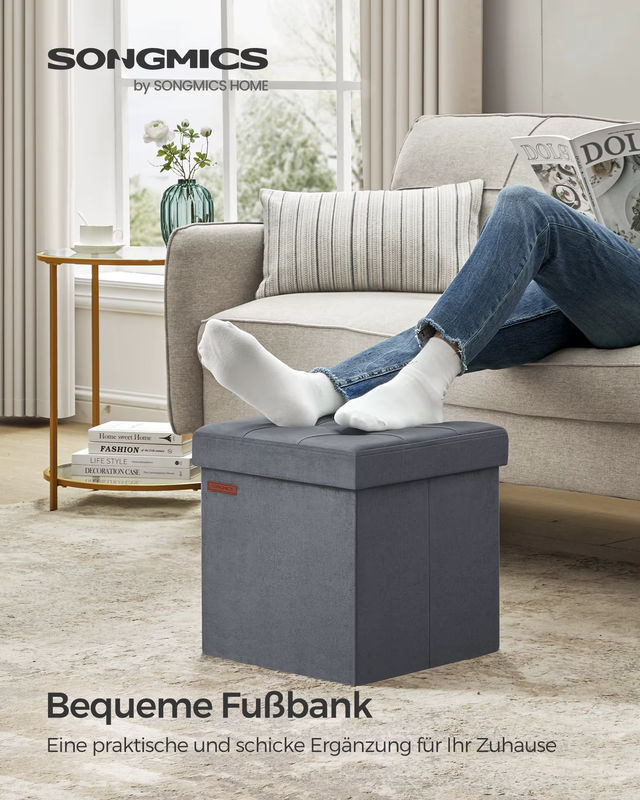 SONGMICS Sitzhocker Sitzbank als Aufbewahrungsbox mit Deckel, belastbar bis 300 kg - Bild 4