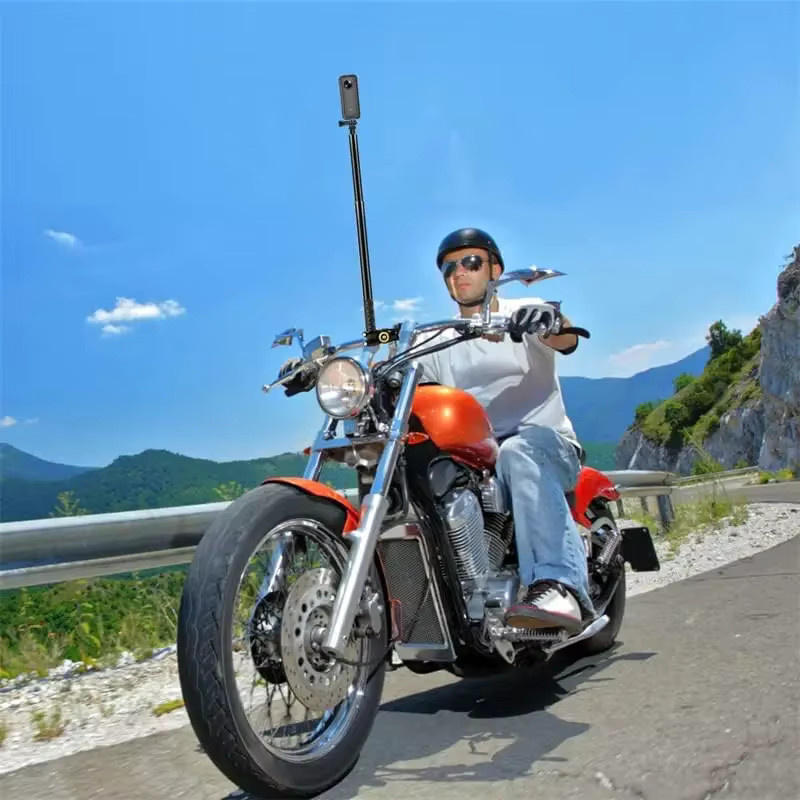 SZKOSTON Selfie-Stick und Einbeinstativ als Lenkerhalterung für Motorrad und Fahrrad, kompatibel mit Insta360 X5 X3 X4, GoPro Hero 13 12 11 10 9 8 und DJI, Farbe: Schwarz - Bild 3
