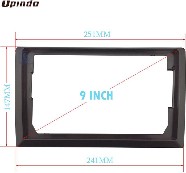 Upindo Universal 2 DIN Auto Stereo Dash Kit zur Umrüstung von 10,1 Zoll auf 9 Zoll Android Radio, Fascia Rahmen Montage Panel, Schwarz - Bild 1