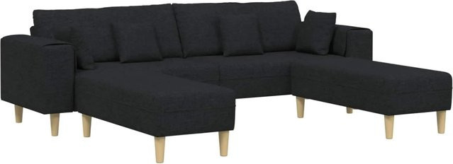 vidaXL Ecksofa in L-Form mit Kissen, 3-teiliges Polstersofa aus Stoff in Schwarz, Modernes Design für das Wohnzimmer - Bild 1