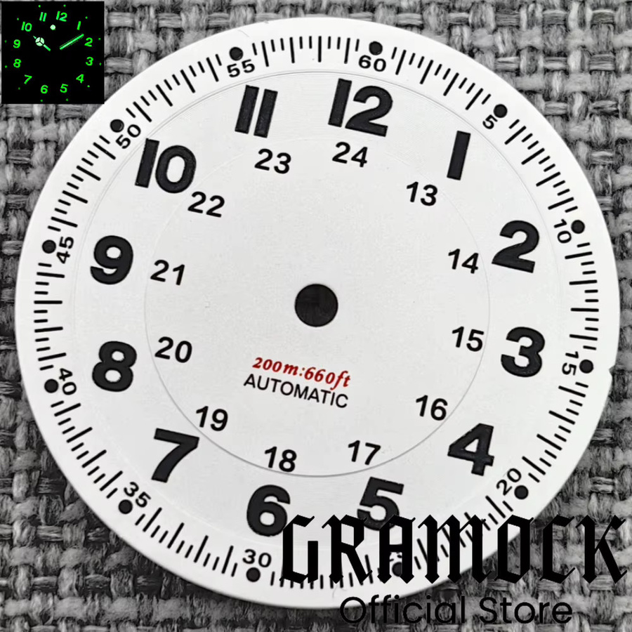 Gramock Zifferblatt, Pilotenzifferblatt, 29 mm, Schwarz, Grün, Blau, Weiß, Unisex - Bild 2