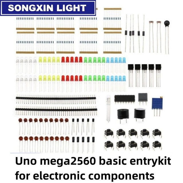 SX Diy Elektronikkomponenten Basic Starter Kit für Arduino UNO MEGA2560 und Raspberry Pi in Multicolour mit LED, Summer, Kondensator und Widerstand - Bild 1