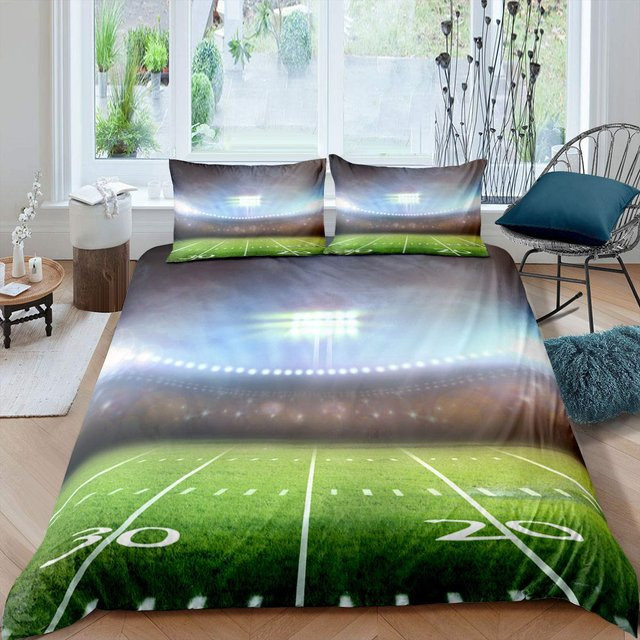 Binchi Fitness Bettwäscheset Fußballfeld mit Bettbezug und Kissenbezug, Grün, B/H: 200 x 200 cm - Bild 1