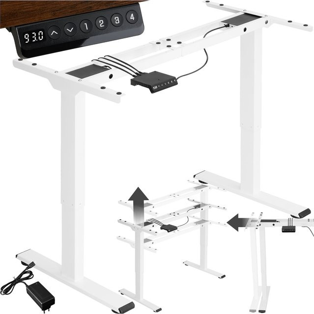 tectake Tischgestell Melville elektrisch höhenverstellbar und breitenverstellbar, Weiß, B/T/H: 110 - 168 x 60 x 70 - 119 cm - Bild 1