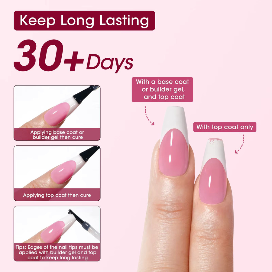 GELLEN Nagelspitzen-Set, 150 Stück, rosa, quadratisch, glänzend - Bild 2