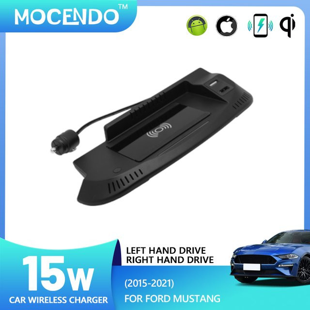 MOCENDO Kabelloses Autoladegerät für Ford Mustang GT 2015-2021 in Schwarz, passend für Xiaomi und iPhone - Bild 1