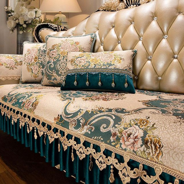 Yiran Furniture Jacquard Sofaüberwurf im europäischen Stil, Anti-Rutsch Couchbezug für alle Jahreszeiten, Mehrfarbig, B: 180 cm, T: 70 cm - Bild 1