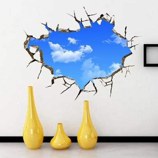 AVE 3D Wandaufkleber Blauer Himmel und weiße Wolken, Farbe: Blau und Weiß, B: 70 cm, H: 50 cm - Bild 1