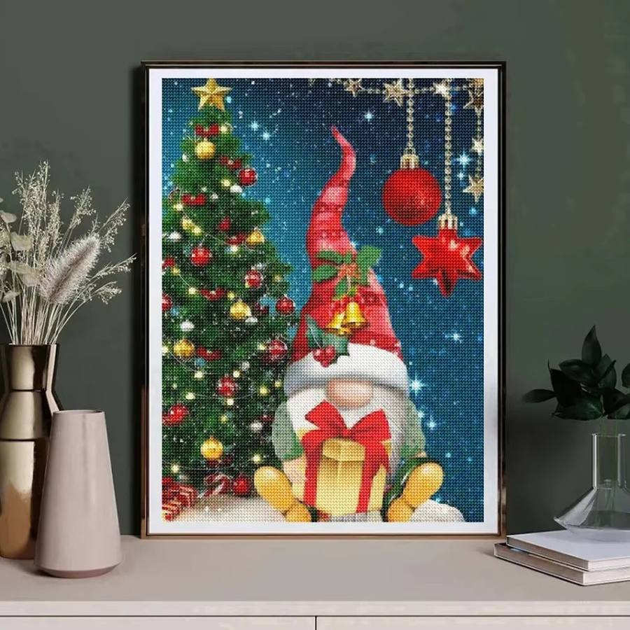 QIZITENG 5D DIY Diamantmalerei Cartoon Weihnachtsmann und Schneemann Mosaik Stickerei Set in Mehrfarbig, Breite: 40 cm, Höhe: 30 cm - Bild 2