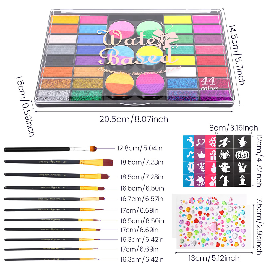 harupink Halloween Gesichts- und Körperfarben-Set, 44 Farben, mit Pinselset - Bild 2