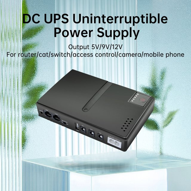 occkic Mini-USV-Router mit optischem Katzenadapter als DC-Backup-Stromversorgung in Schwarz für 5 V, 9 V, 12 V, 15 V und 24 V - Bild 1