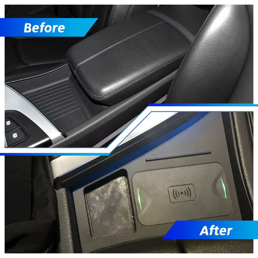 MOCENDO Kabelloses 15W Schnellladegerät für Audi Q7 2016-2019 mit USB-Anschluss, Schwarz - Bild 3