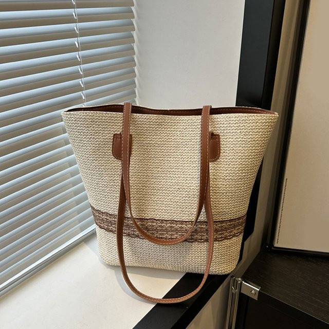 Yogodlns Schultertasche Damen, Stroh, Korbtasche - Bild 1