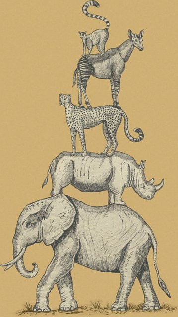 Eijffinger Tapete Safari Stack 399112 in Gelb mit afrikanischen Tierzeichnungen für Kinder aus Vlies - Bild 1
