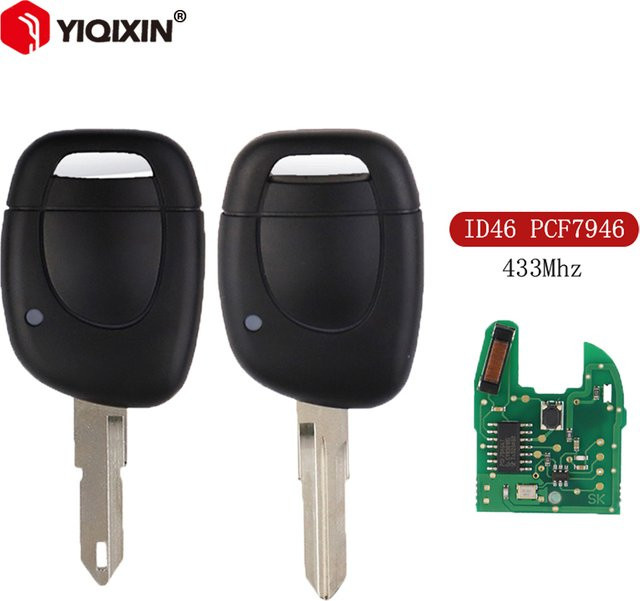 YIQIXIN Fernbedienung Autoschlüssel für Renault Clio II Master Twingo Kangoo Scenic Laguna Espace Trafic, 433MHz ID46, Schwarz - Bild 1