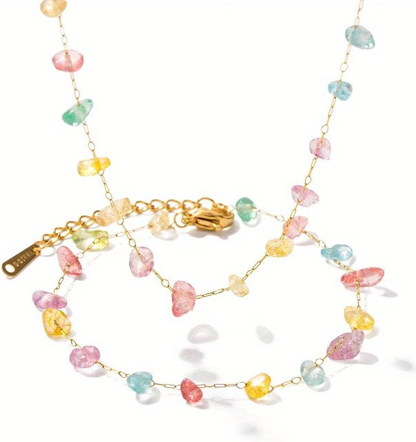 Yupsk Schmuckset Edelstahl, Bunte Steinperlen, Damen - Bild 1