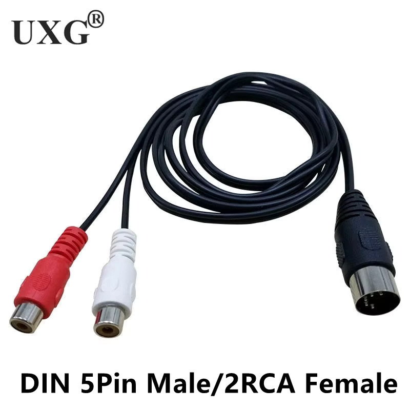 QinMSY 5-poliges DIN-Midi-auf-2-RCA-Audiokabel in Schwarz für Naim und Quad Stereo-Systeme, 90 Grad Rechtswinkel - Bild 5