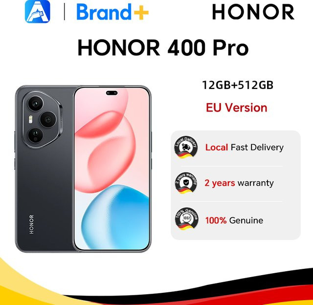 HONOR 400 Pro 5G Smartphone in Grau mit 200MP KI-Hauptkamera, Qualcomm Snapdragon 8 Gen 3 und 5300mAh Akku (EU-Version) - Bild 1