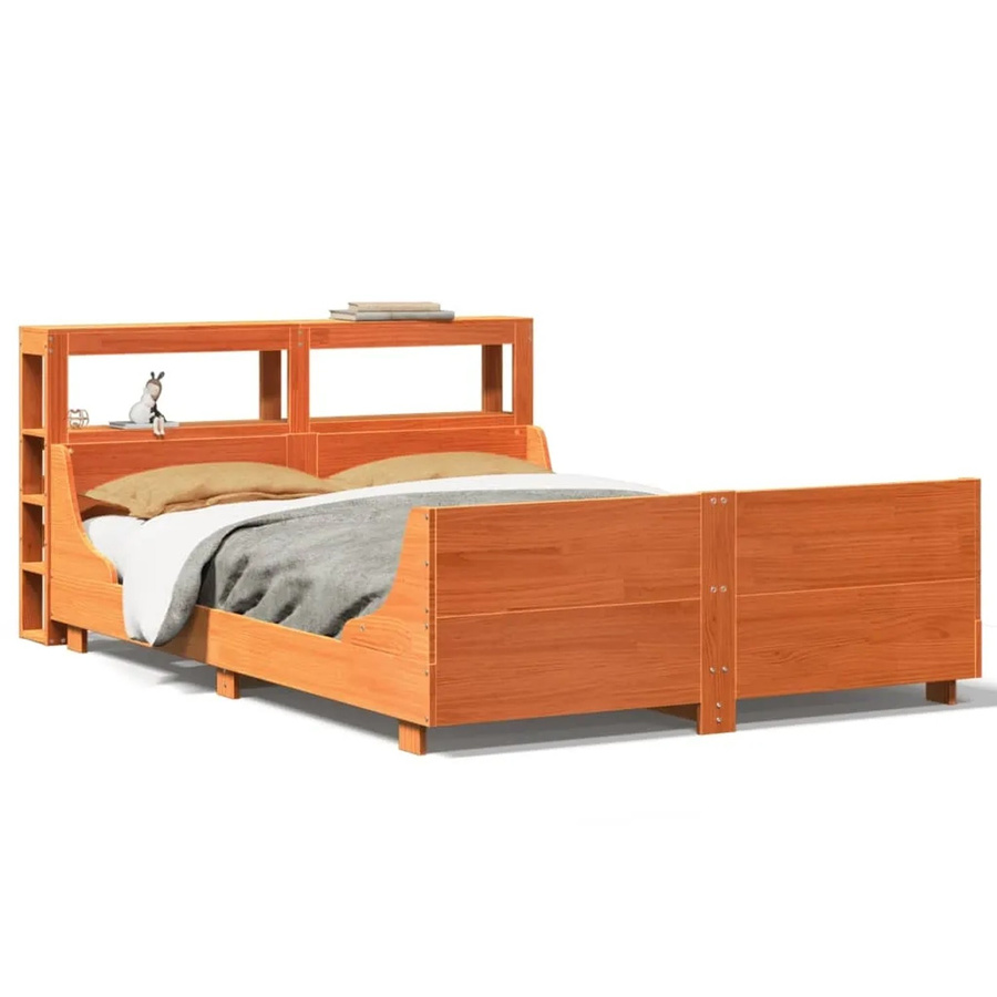 vidaXL Massivholzbett aus Kiefernholz in Braun, Rustikaler Stil, B/T/H: 120 x 190 cm - Bild 2