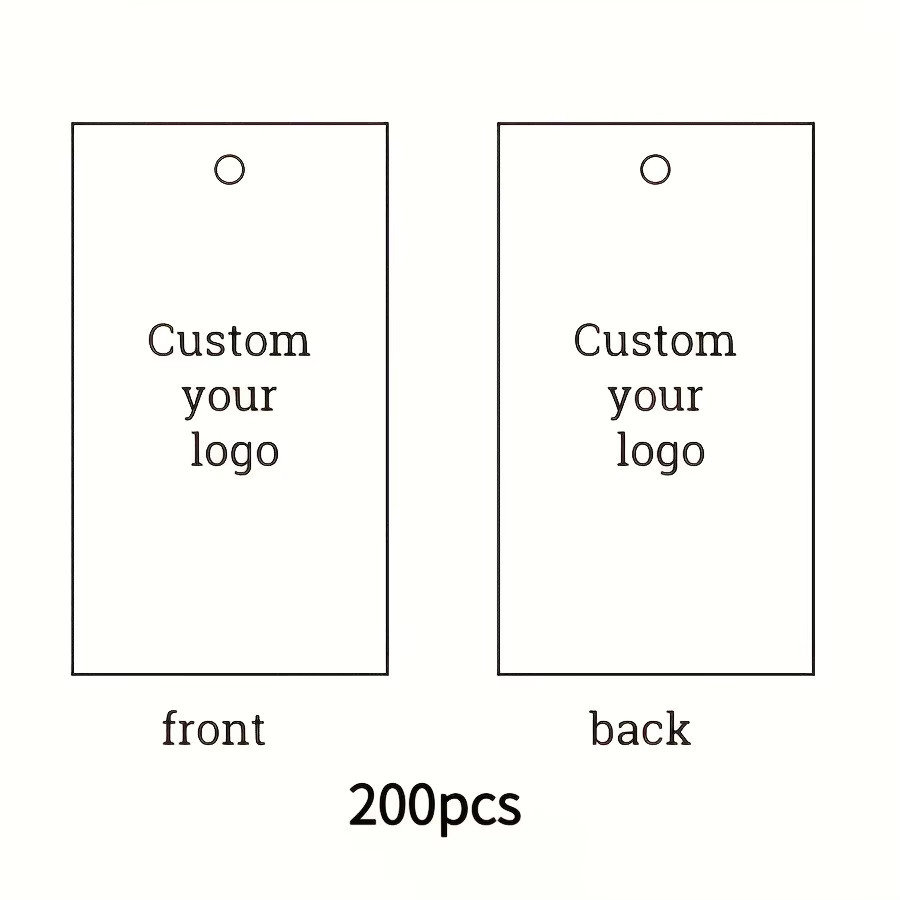200 Stück individuelle Hangtags mit personalisiertem Logo und Markennamen, weißes Papier, Kleidungsetiketten, B/H: 5 x 9 cm - Bild 2
