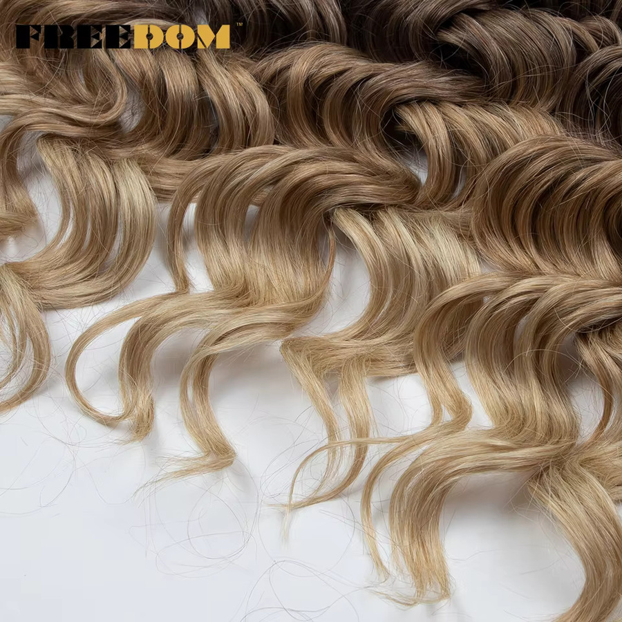 FREEDOM Synthetisches Tiefwellen-Häkelhaar, 24 Zoll, Ombre Ingwerbraun - Bild 5