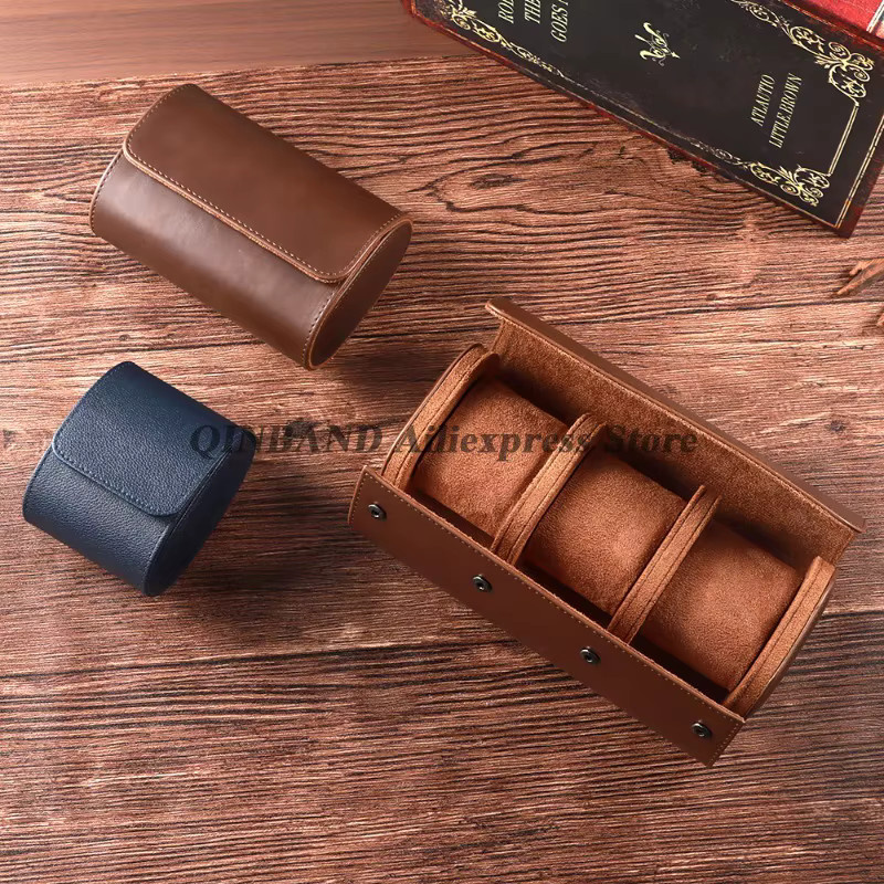Qinband Uhrenreiseetui, PU Leder, Vintage, Edelstahl - Bild 1