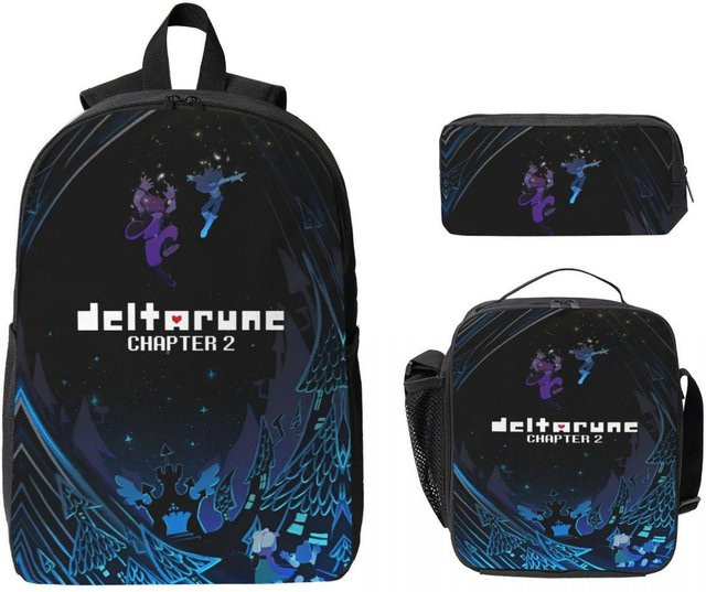 Deltarune Schulset von Fancy Style Studio mit Rucksack, Brotdose und Federmäppchen in Schwarz - Bild 1