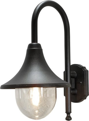 Konstsmide Wandleuchte BASIC Schwarz für den Garten mit E27 Fassung und transparentem Glas - Bild 1