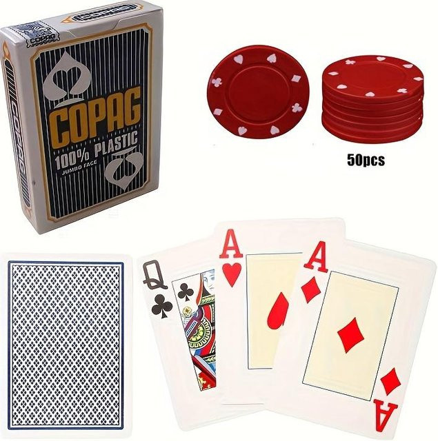 SZ-Damai Kartenspiel und 50-teiliges Tischspiel-Zubehörset, Blau, Kunststoff - Bild 1