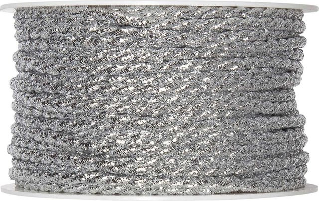 Halbach Kordel aus Acetat und Baumwolle in Silber, Länge: 5 m, Durchmesser: 4 mm - Bild 1