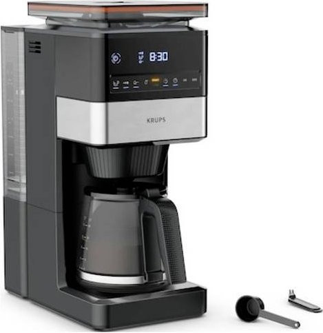 Krups Grind Aroma XL KM8428 Glas Filterkaffeemaschine mit Mahlwerk und Display in Schwarz und Silber - Bild 1