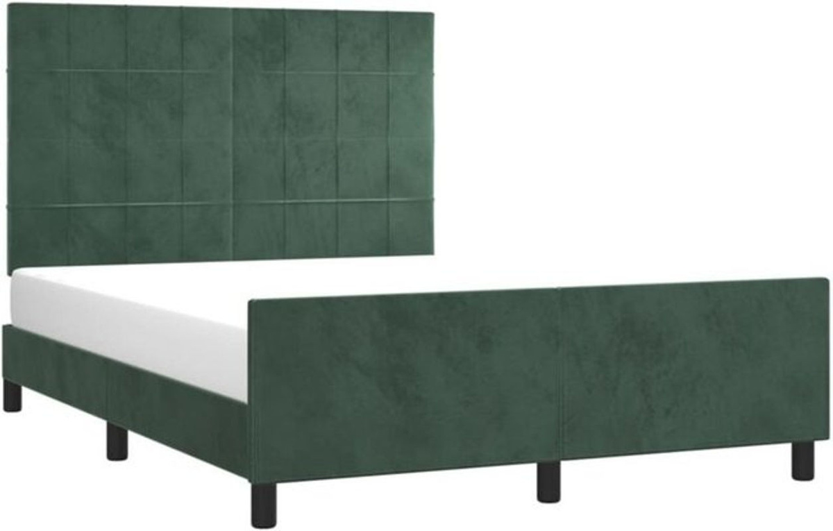 Vidaxl Polsterbett aus Samt in Grün, B/T/H: 140 x 200 cm - Bild 1