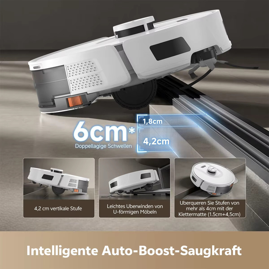 Redroad R11 Roboter-Staubsauger mit Wischfunktion in Weiß mit 20000Pa Saugkraft, Laser-Navigation und spezieller Tierhaarentfernung - Bild 2